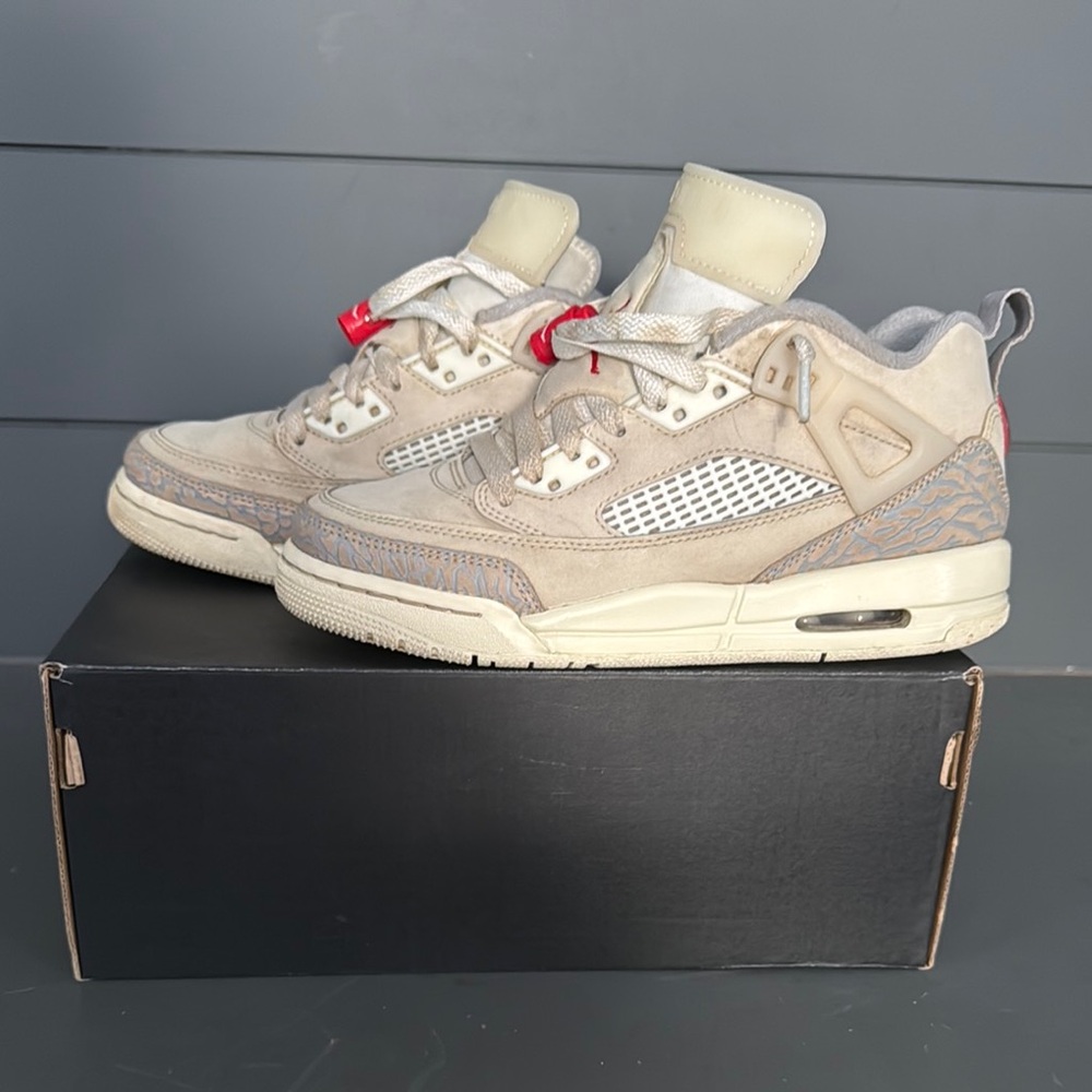 Jordan Cream and Red Sneakers